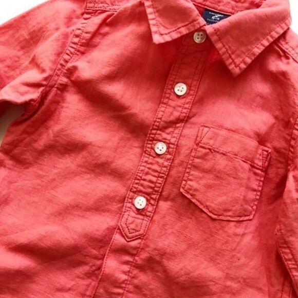 BABygap coral linen button down EUC 12-18 months - Picture 2 of 2